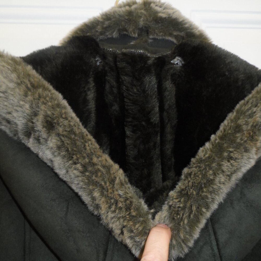 Vintage Women's Faux Fur Trim Shearling Coat - Size M - Picture 12 of 16